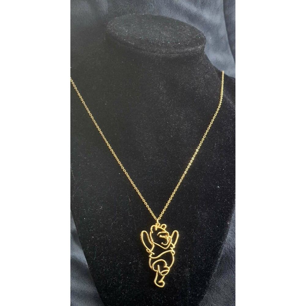 Vtg Disney Avon Aai  Necklace Winnie The Pooh Cutout  Pendant Gold Toned 24"